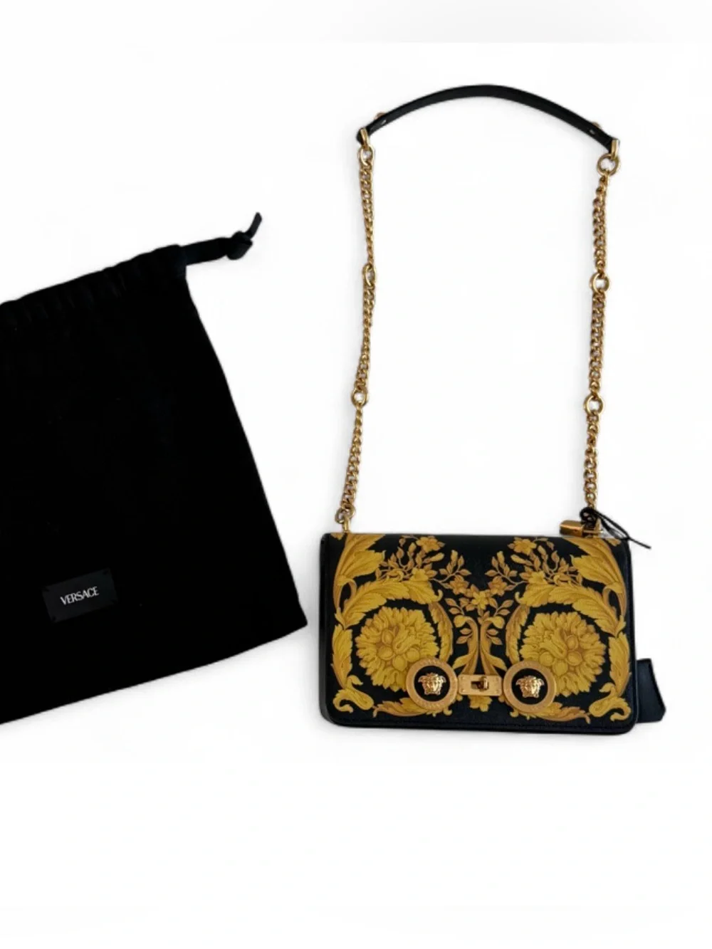 Versace Barocco Print Shoulder in Calf Leather. Excellent Condition